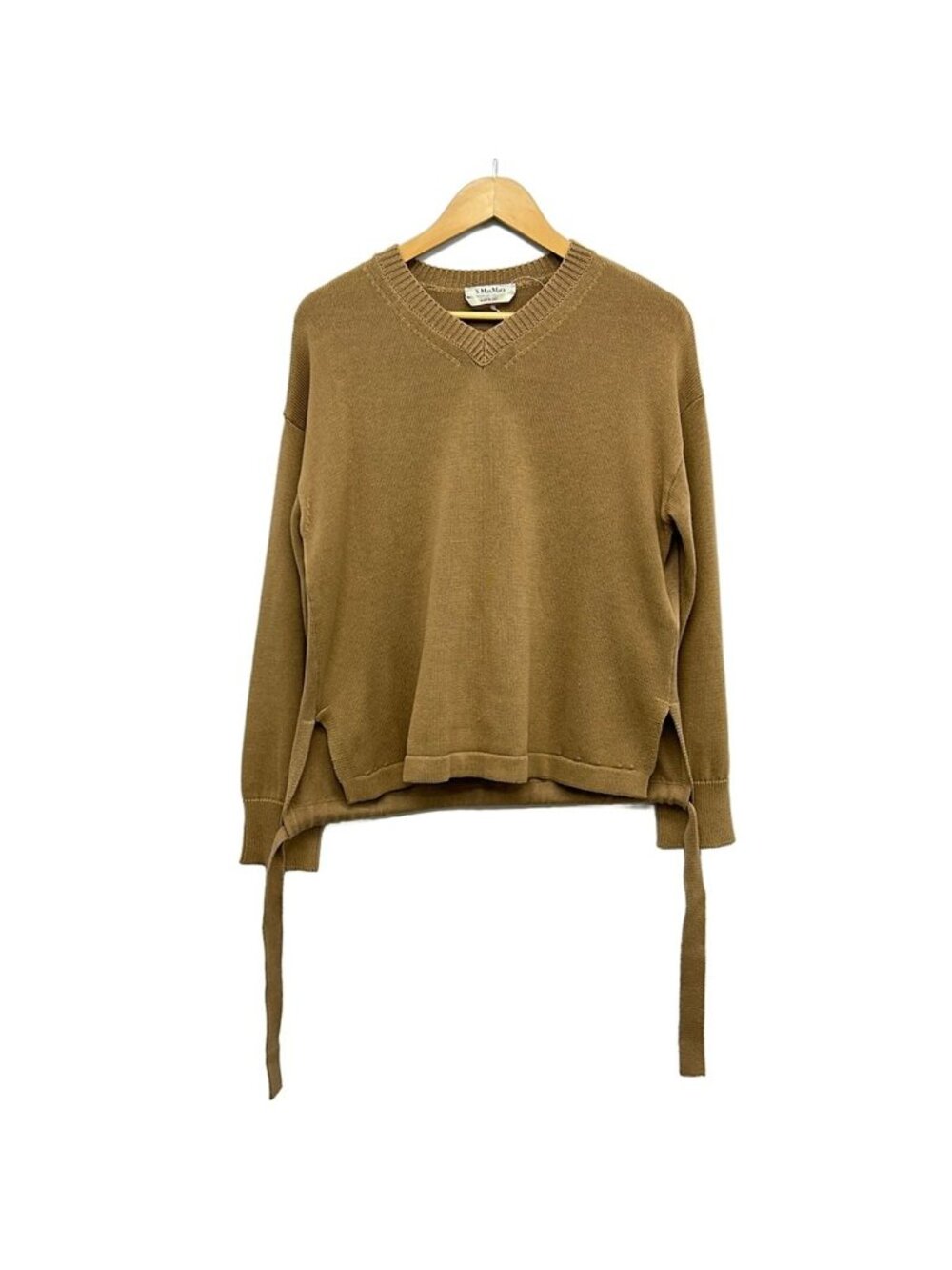Max Mara S Long Sleeve Sweater S Brown V-neck